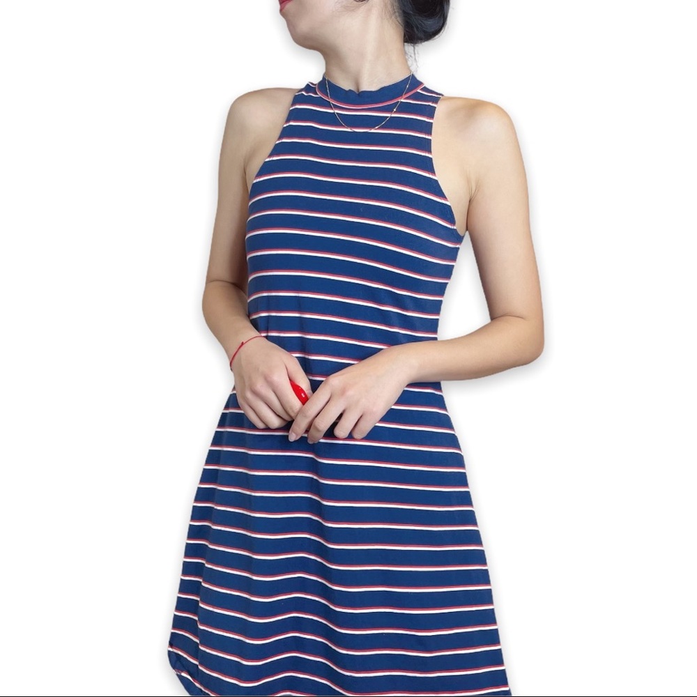 Element Eden Cotton Halter Nautical Striped Sleeveless Tank Dress Size M